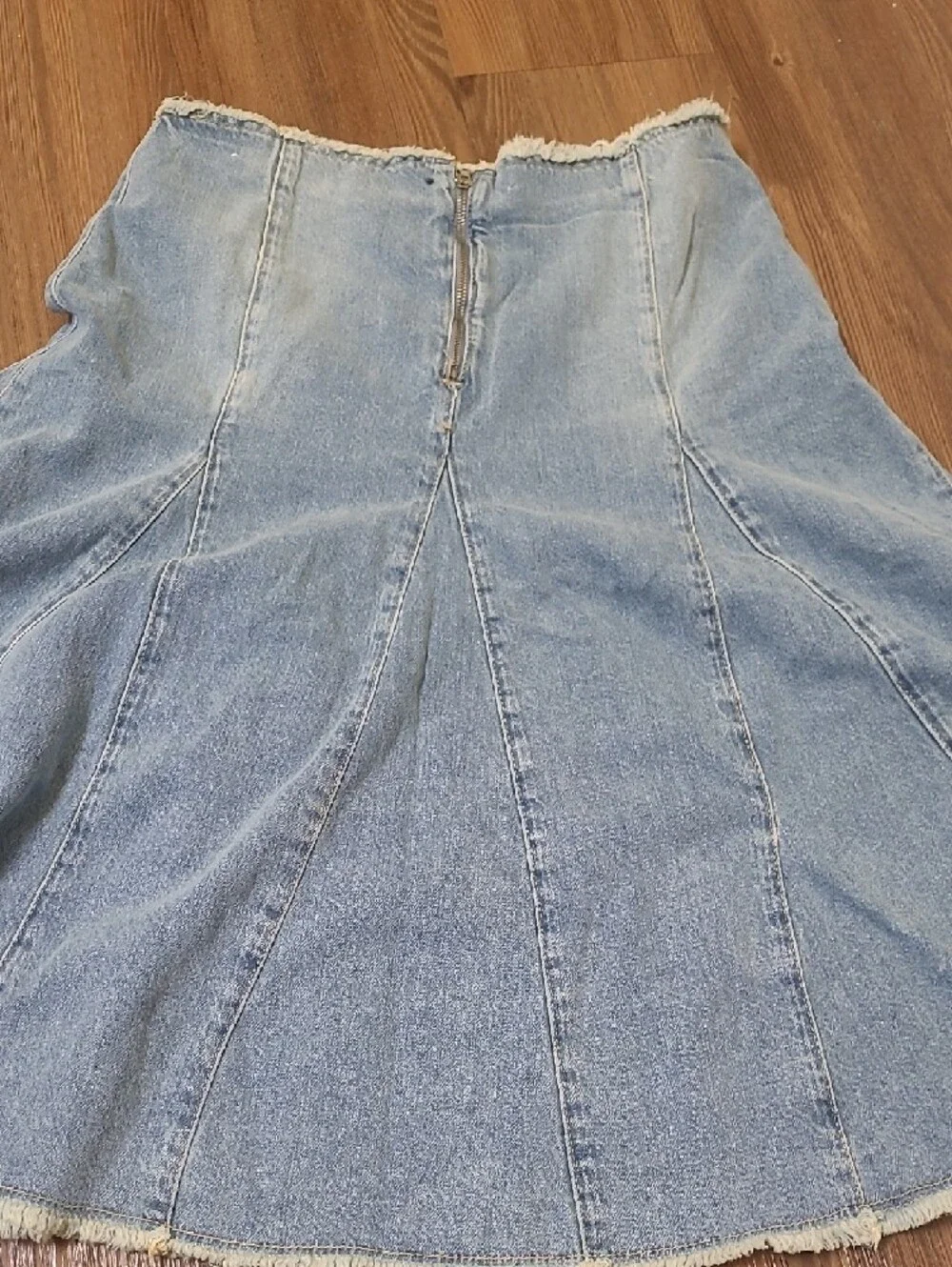 Mango Light Blue Panelled Denim A-Line‎ Skirt